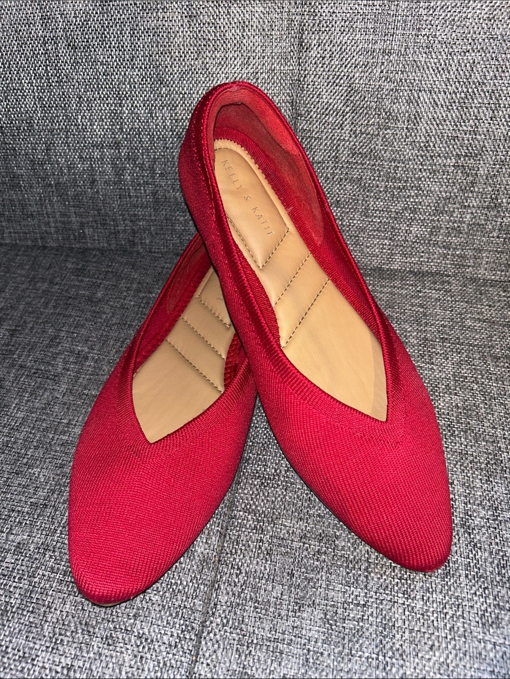 Kelly & Katie Pointed Knit Ballet Flats in Red - Picture 7 of 7